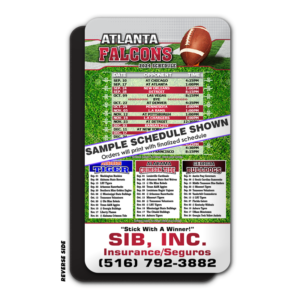 4" x 7" Multi-Team Football Schedule Magnet - Image 2