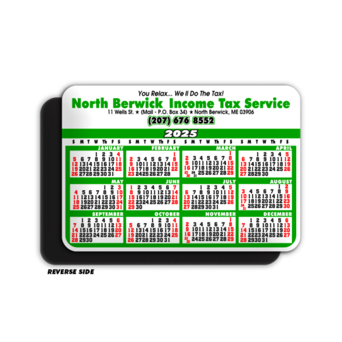 Green Calendar Magnet (Horizontal)