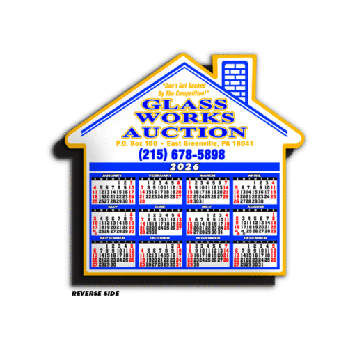 House Shaped Calendar Magnet - Yellow/Blue