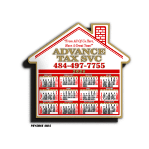 House Shaped Calendar Magnet  - Golden/Red