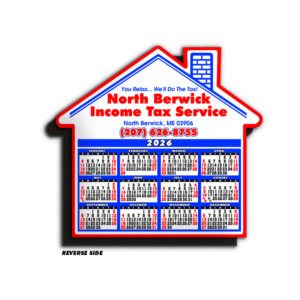 House Shaped Calendar Magnet - Red/Blue