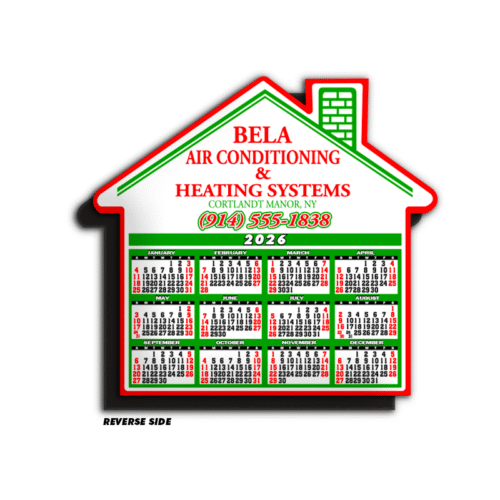 House Shaped Calendar Magnet  - Red/Green